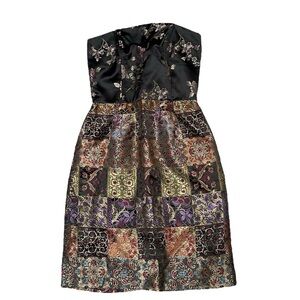 Vintage Floral Patchwork Dress Black and Purple Accents Options by Shani sz 4